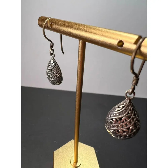 Bali style sterling silver dangle earrings - Picture 2 of 9